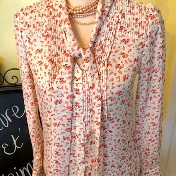 *COQUETTE-GIRL*  GUESS LA SZ XS Cottagecore Baby Rose Print Blouse - Picture 1 of 9